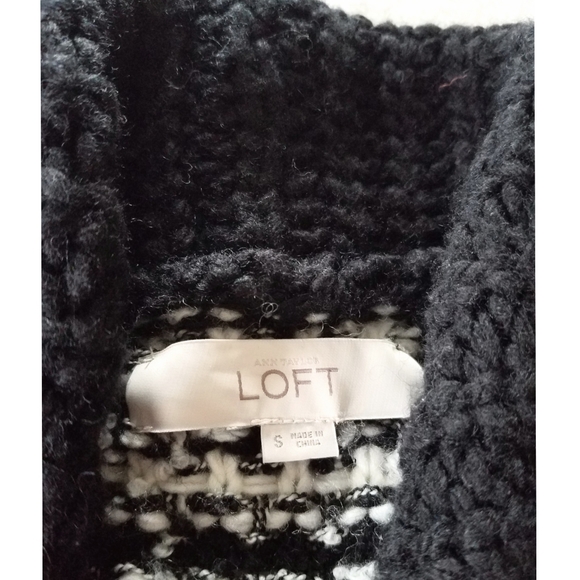 LOFT chunky knit waterfall cardigan black boho sweater small, FINAL PRICE! - Picture 7 of 16